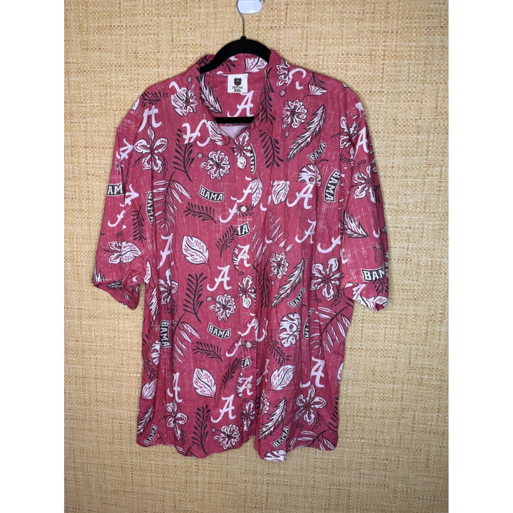Wes and Willy Alabama Crimson Tide Hawaiian Shirt XXL Red Tropical Bama